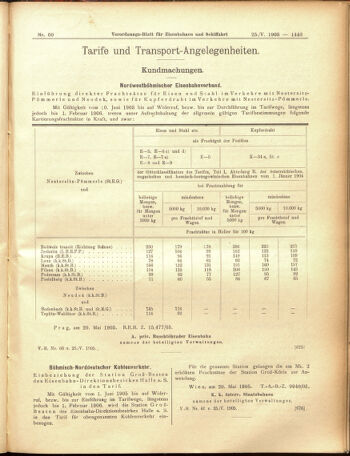 Verordnungs-Blatt für Eisenbahnen und Schiffahrt: Veröffentlichungen in Tarif- und Transport-Angelegenheiten 19050525 Seite: 7