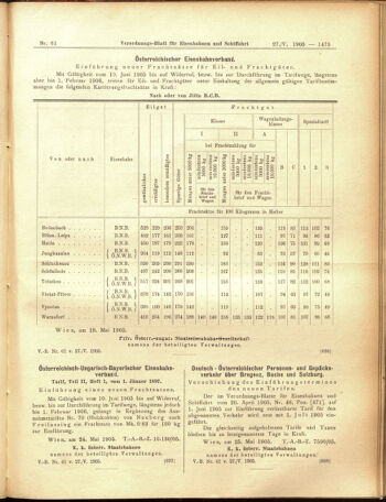 Verordnungs-Blatt für Eisenbahnen und Schiffahrt: Veröffentlichungen in Tarif- und Transport-Angelegenheiten 19050527 Seite: 11