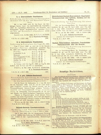 Verordnungs-Blatt für Eisenbahnen und Schiffahrt: Veröffentlichungen in Tarif- und Transport-Angelegenheiten 19050527 Seite: 14