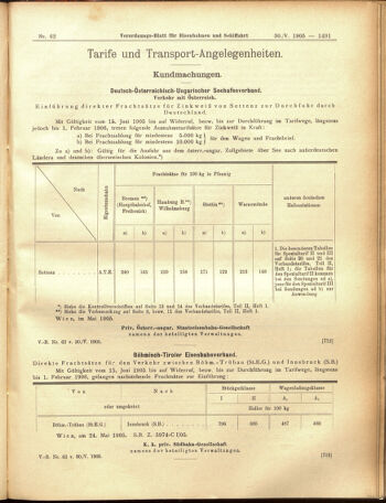 Verordnungs-Blatt für Eisenbahnen und Schiffahrt: Veröffentlichungen in Tarif- und Transport-Angelegenheiten 19050530 Seite: 7