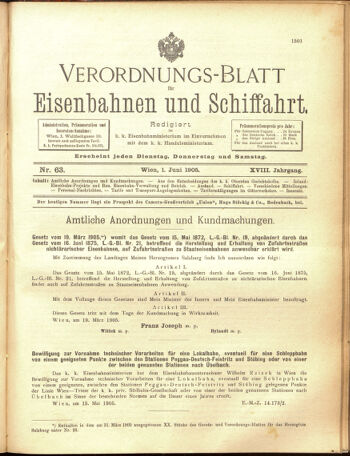 Verordnungs-Blatt für Eisenbahnen und Schiffahrt: Veröffentlichungen in Tarif- und Transport-Angelegenheiten 19050601 Seite: 1