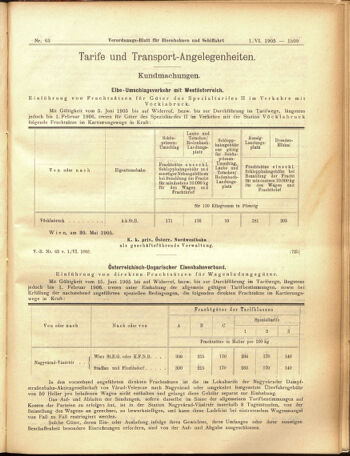 Verordnungs-Blatt für Eisenbahnen und Schiffahrt: Veröffentlichungen in Tarif- und Transport-Angelegenheiten 19050601 Seite: 9