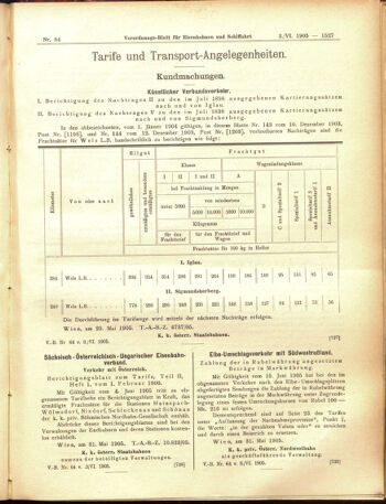 Verordnungs-Blatt für Eisenbahnen und Schiffahrt: Veröffentlichungen in Tarif- und Transport-Angelegenheiten 19050603 Seite: 11