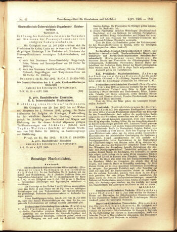 Verordnungs-Blatt für Eisenbahnen und Schiffahrt: Veröffentlichungen in Tarif- und Transport-Angelegenheiten 19050606 Seite: 7