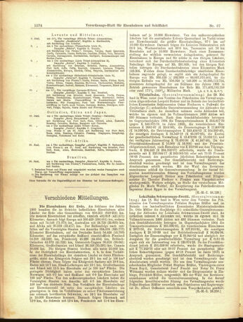 Verordnungs-Blatt für Eisenbahnen und Schiffahrt: Veröffentlichungen in Tarif- und Transport-Angelegenheiten 19050610 Seite: 18