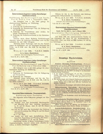 Verordnungs-Blatt für Eisenbahnen und Schiffahrt: Veröffentlichungen in Tarif- und Transport-Angelegenheiten 19050610 Seite: 21