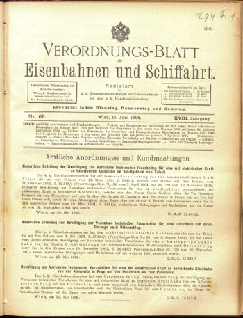 Verordnungs-Blatt für Eisenbahnen und Schiffahrt: Veröffentlichungen in Tarif- und Transport-Angelegenheiten 19050615 Seite: 1