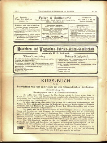 Verordnungs-Blatt für Eisenbahnen und Schiffahrt: Veröffentlichungen in Tarif- und Transport-Angelegenheiten 19050617 Seite: 8