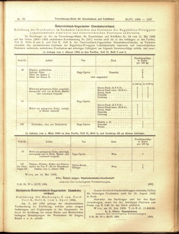 Verordnungs-Blatt für Eisenbahnen und Schiffahrt: Veröffentlichungen in Tarif- und Transport-Angelegenheiten 19050620 Seite: 9