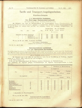 Verordnungs-Blatt für Eisenbahnen und Schiffahrt: Veröffentlichungen in Tarif- und Transport-Angelegenheiten 19050622 Seite: 9