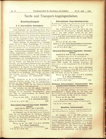 Verordnungs-Blatt für Eisenbahnen und Schiffahrt: Veröffentlichungen in Tarif- und Transport-Angelegenheiten 19050627 Seite: 9