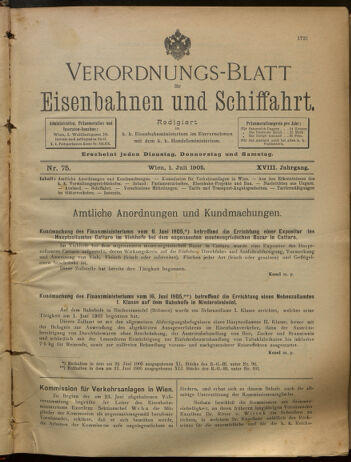 Verordnungs-Blatt für Eisenbahnen und Schiffahrt: Veröffentlichungen in Tarif- und Transport-Angelegenheiten 19050701 Seite: 1