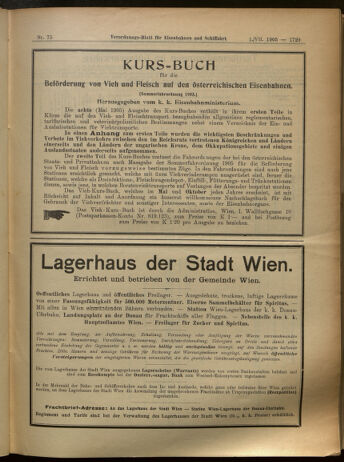 Verordnungs-Blatt für Eisenbahnen und Schiffahrt: Veröffentlichungen in Tarif- und Transport-Angelegenheiten 19050701 Seite: 9