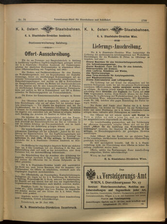 Verordnungs-Blatt für Eisenbahnen und Schiffahrt: Veröffentlichungen in Tarif- und Transport-Angelegenheiten 19050704 Seite: 7