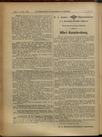 Verordnungs-Blatt für Eisenbahnen und Schiffahrt: Veröffentlichungen in Tarif- und Transport-Angelegenheiten 19050706 Seite: 10