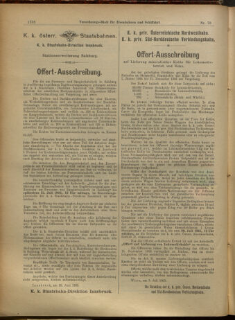 Verordnungs-Blatt für Eisenbahnen und Schiffahrt: Veröffentlichungen in Tarif- und Transport-Angelegenheiten 19050708 Seite: 14