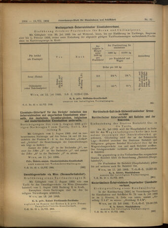 Verordnungs-Blatt für Eisenbahnen und Schiffahrt: Veröffentlichungen in Tarif- und Transport-Angelegenheiten 19050715 Seite: 14