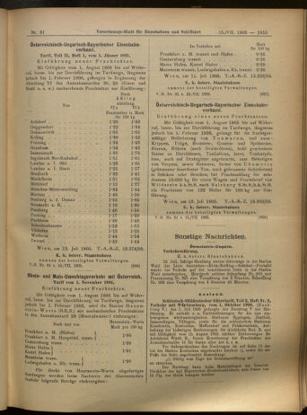 Verordnungs-Blatt für Eisenbahnen und Schiffahrt: Veröffentlichungen in Tarif- und Transport-Angelegenheiten 19050715 Seite: 15