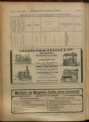 Verordnungs-Blatt für Eisenbahnen und Schiffahrt: Veröffentlichungen in Tarif- und Transport-Angelegenheiten 19050715 Seite: 24