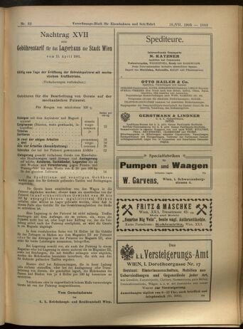 Verordnungs-Blatt für Eisenbahnen und Schiffahrt: Veröffentlichungen in Tarif- und Transport-Angelegenheiten 19050718 Seite: 19