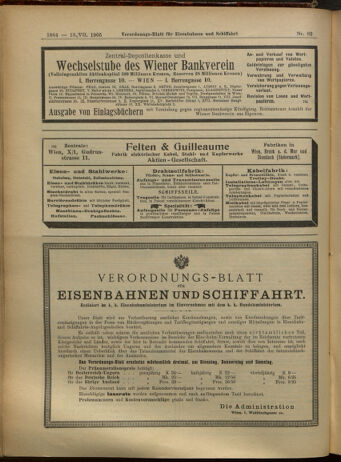 Verordnungs-Blatt für Eisenbahnen und Schiffahrt: Veröffentlichungen in Tarif- und Transport-Angelegenheiten 19050718 Seite: 20