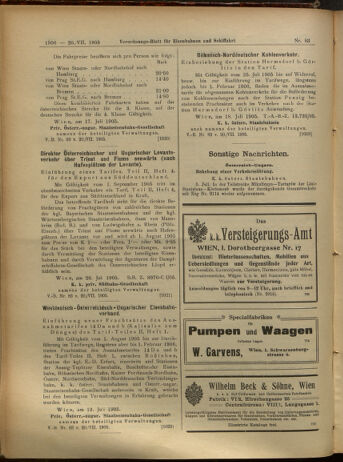 Verordnungs-Blatt für Eisenbahnen und Schiffahrt: Veröffentlichungen in Tarif- und Transport-Angelegenheiten 19050720 Seite: 18