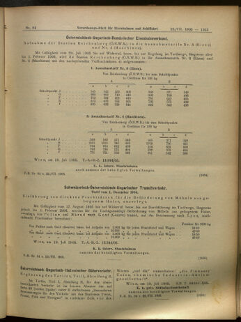 Verordnungs-Blatt für Eisenbahnen und Schiffahrt: Veröffentlichungen in Tarif- und Transport-Angelegenheiten 19050722 Seite: 11