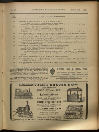 Verordnungs-Blatt für Eisenbahnen und Schiffahrt: Veröffentlichungen in Tarif- und Transport-Angelegenheiten 19050722 Seite: 15