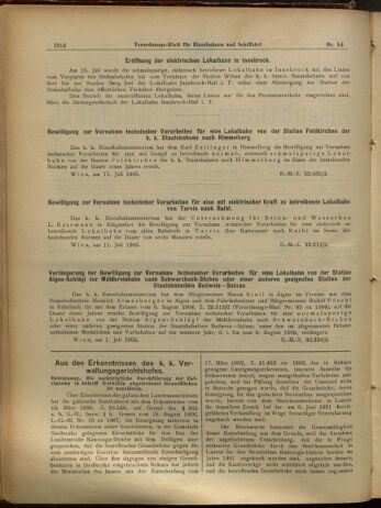 Verordnungs-Blatt für Eisenbahnen und Schiffahrt: Veröffentlichungen in Tarif- und Transport-Angelegenheiten 19050722 Seite: 2