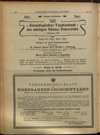 Verordnungs-Blatt für Eisenbahnen und Schiffahrt: Veröffentlichungen in Tarif- und Transport-Angelegenheiten 19050722 Seite: 8