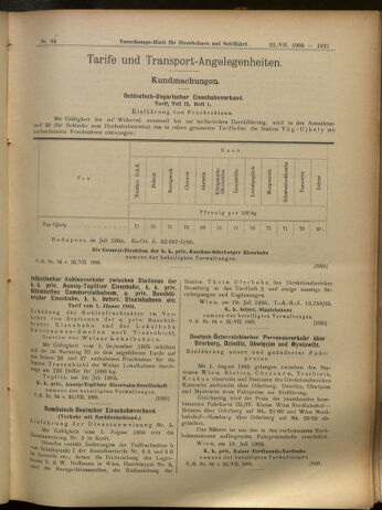 Verordnungs-Blatt für Eisenbahnen und Schiffahrt: Veröffentlichungen in Tarif- und Transport-Angelegenheiten 19050722 Seite: 9