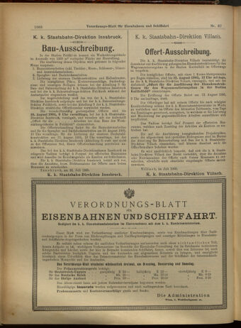 Verordnungs-Blatt für Eisenbahnen und Schiffahrt: Veröffentlichungen in Tarif- und Transport-Angelegenheiten 19050729 Seite: 8