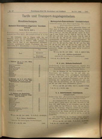 Verordnungs-Blatt für Eisenbahnen und Schiffahrt: Veröffentlichungen in Tarif- und Transport-Angelegenheiten 19050729 Seite: 9