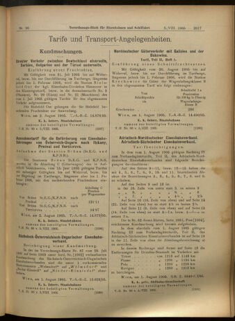 Verordnungs-Blatt für Eisenbahnen und Schiffahrt: Veröffentlichungen in Tarif- und Transport-Angelegenheiten 19050805 Seite: 9