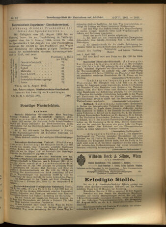 Verordnungs-Blatt für Eisenbahnen und Schiffahrt: Veröffentlichungen in Tarif- und Transport-Angelegenheiten 19050810 Seite: 11