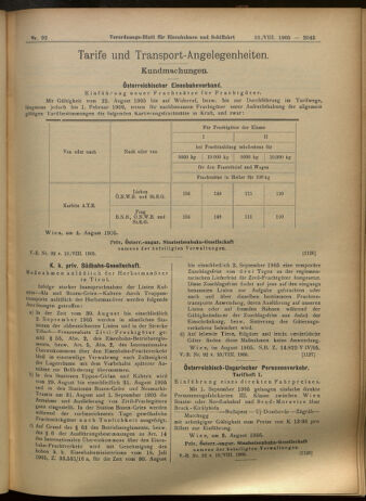 Verordnungs-Blatt für Eisenbahnen und Schiffahrt: Veröffentlichungen in Tarif- und Transport-Angelegenheiten 19050810 Seite: 5