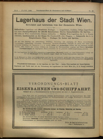 Verordnungs-Blatt für Eisenbahnen und Schiffahrt: Veröffentlichungen in Tarif- und Transport-Angelegenheiten 19050817 Seite: 14