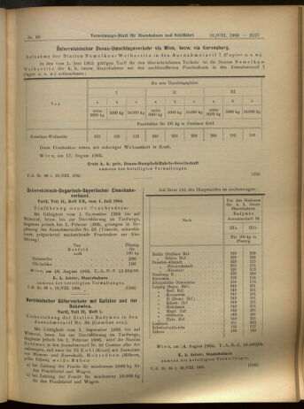 Verordnungs-Blatt für Eisenbahnen und Schiffahrt: Veröffentlichungen in Tarif- und Transport-Angelegenheiten 19050819 Seite: 7