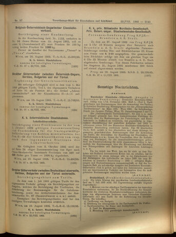 Verordnungs-Blatt für Eisenbahnen und Schiffahrt: Veröffentlichungen in Tarif- und Transport-Angelegenheiten 19050822 Seite: 9