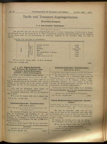 Verordnungs-Blatt für Eisenbahnen und Schiffahrt: Veröffentlichungen in Tarif- und Transport-Angelegenheiten 19050824 Seite: 5