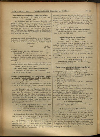 Verordnungs-Blatt für Eisenbahnen und Schiffahrt: Veröffentlichungen in Tarif- und Transport-Angelegenheiten 19050824 Seite: 6