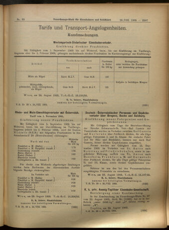 Verordnungs-Blatt für Eisenbahnen und Schiffahrt: Veröffentlichungen in Tarif- und Transport-Angelegenheiten 19050826 Seite: 7