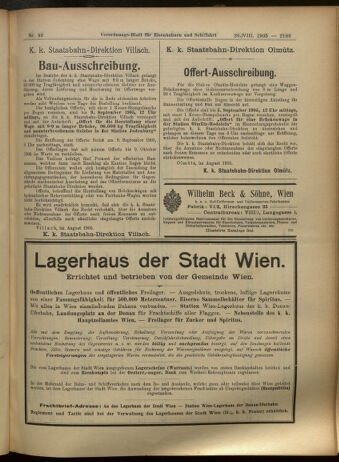 Verordnungs-Blatt für Eisenbahnen und Schiffahrt: Veröffentlichungen in Tarif- und Transport-Angelegenheiten 19050826 Seite: 9