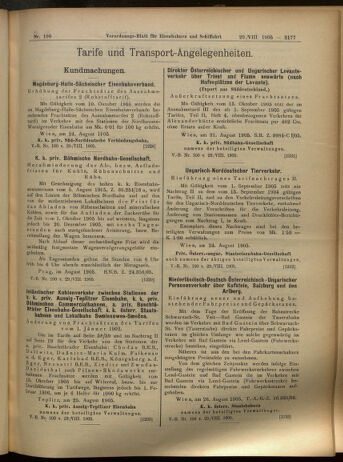 Verordnungs-Blatt für Eisenbahnen und Schiffahrt: Veröffentlichungen in Tarif- und Transport-Angelegenheiten 19050829 Seite: 5