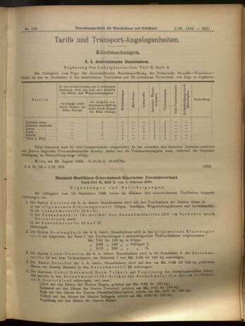 Verordnungs-Blatt für Eisenbahnen und Schiffahrt: Veröffentlichungen in Tarif- und Transport-Angelegenheiten 19050902 Seite: 7