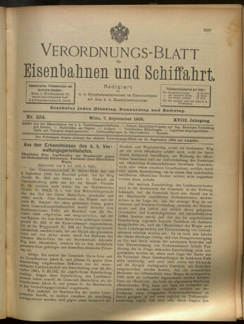 Verordnungs-Blatt für Eisenbahnen und Schiffahrt: Veröffentlichungen in Tarif- und Transport-Angelegenheiten 19050907 Seite: 1