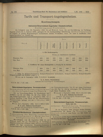 Verordnungs-Blatt für Eisenbahnen und Schiffahrt: Veröffentlichungen in Tarif- und Transport-Angelegenheiten 19050907 Seite: 7