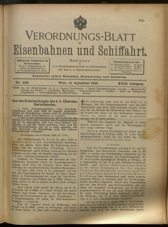 Verordnungs-Blatt für Eisenbahnen und Schiffahrt: Veröffentlichungen in Tarif- und Transport-Angelegenheiten 19050919 Seite: 1