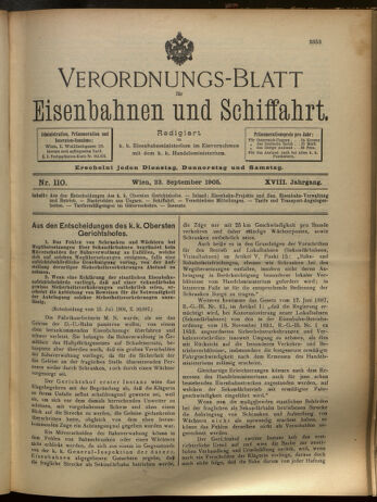 Verordnungs-Blatt für Eisenbahnen und Schiffahrt: Veröffentlichungen in Tarif- und Transport-Angelegenheiten 19050923 Seite: 1