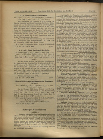 Verordnungs-Blatt für Eisenbahnen und Schiffahrt: Veröffentlichungen in Tarif- und Transport-Angelegenheiten 19050923 Seite: 10